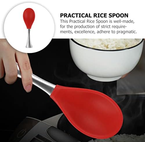 Луксузно ниво на табела силиконски ориз, стои од ориз шпатула, не стакнат ориз од ориз со рачка од не'рѓосувачки челик, лажица од