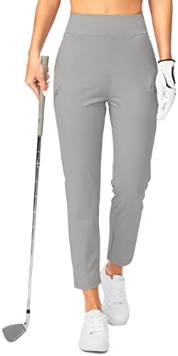 Santенски панталони за голф со 3 џебови од патенти 7/8 се протегаат со високи панталони на глуждот за жени за жени кои патуваат