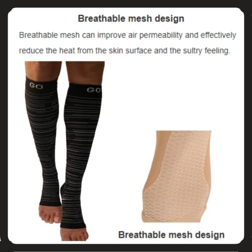 Одете чорапи за компресија за жени отворени пети 20-30 mmhg колено високо дипломирана компресија без точки за компресија, жени и мажи