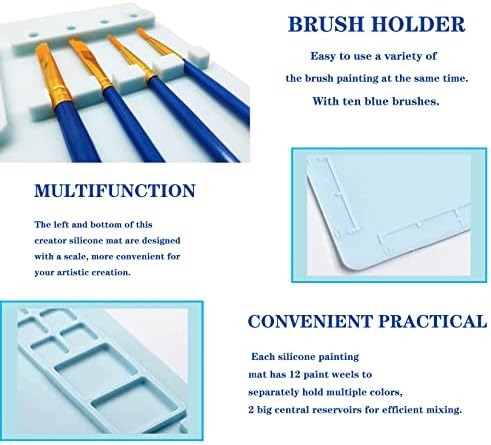 JVJRFQ Силиконски занаетчиски Мат, 20 × 16 инчи силиконски уметнички мат со вода чаша и држач за боја, душеци за силиконски