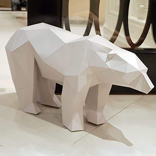 Libwx поларна мечка изгледа креативно оригами загатка DIY хартија трофеј геометриска хартија скулптура рачно изработена хартија модел