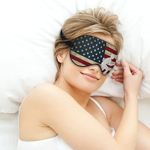 Маска за спиење на американско американско знаме за американско знаме со прилагодлива лента меко око за затемнување на затемнување за патување