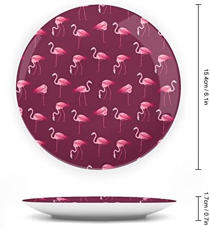 Цртан филм Пинк Фламинго Птица виси керамичка декоративна чинија со приказ Стенд Прилагодени годишнини за свадбени подароци за родители на двојки,