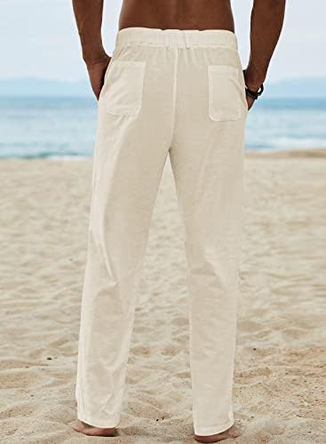 ЏМИЕР Менс Обични Памучни Ленени Панталони Еластични Врвки За Влечење Лабави Панталони Лесни Летни Панталони За Јога На Плажа