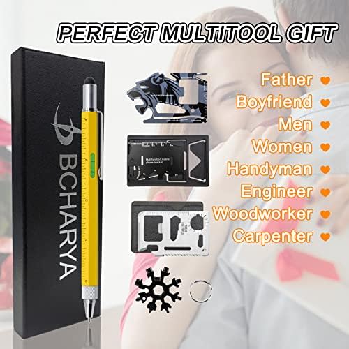 Bcharya 5 Piection Multitool Set, 6-во-1 мултитул пенкало, мулти-алатка за паричник, кул гаџети за порибување подароци за мажи, преносни