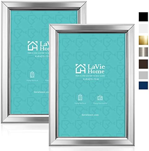 Lavie Home 4x6 Рамки за слики Едноставна дизајнирана фото рамка со стакло со висока дефиниција за монтирање на wallидови и табела, сет од 4 класична