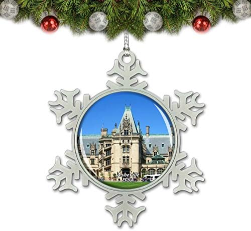 Umsufa USA America Biltmore Asheville Божиќна украс за украсување на дрво кристален метален сувенир подарок