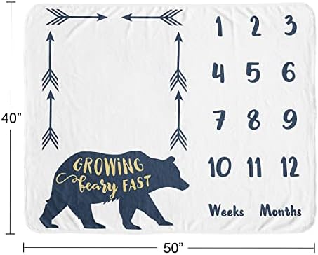 Слатка Jојо Дизајнс Вудленд Шумска мечка момче пресвртница ќебе месечно новороденче раст од прва година раст душек за бебиња