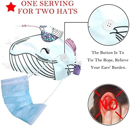 2 пакувања Индиски ролери Птица прилагодлива работна капа со копчиња за повлекување на копчиња за медицински сестри жени со коњчиња
