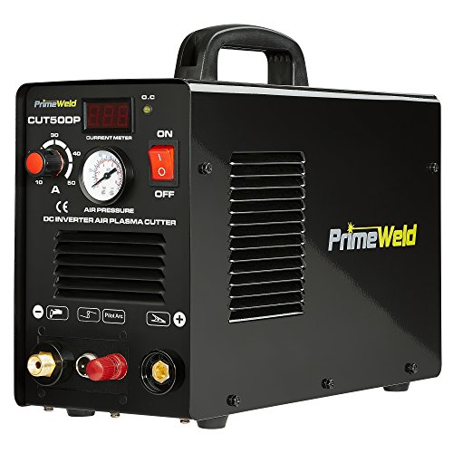 Primeweld 50A Air Inverter Plasma Cutter со пилотски лак без допир, автоматски дво-напон и преносен преносен плазма секач за плазма,