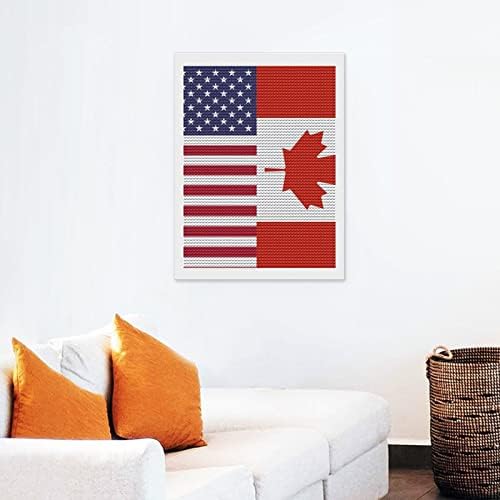 Канада и американско знаме Дијамантски комплети за сликање за возрасни вкрстени бод за бои уметнички слики занает за домашна канцеларија