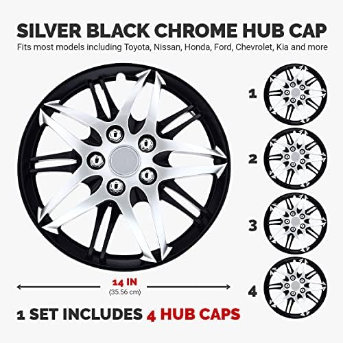 Пилот автомобилски WH544-14C -BLK 14 инчен формула серија за перформанси Black & Chrome Universal Hubcap тркала за автомобили -