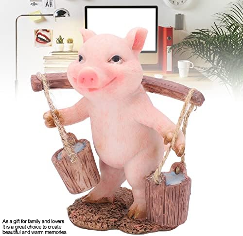 Симулација украс за животни, статуа на свињи мини свињи во стилот на земја, носат вода за дизајн на вода, мини фигура декорација за
