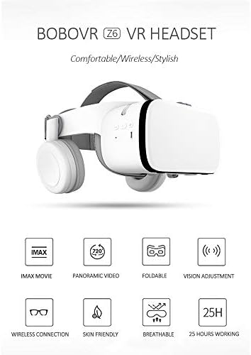 Peiloh VR Слушалки Компатибилен со 4.7-6.2 инчен iPhone И Android, Слушалки За Виртуелна Реалност СО БЕЗЖИЧНИ Слушалки 3D VR Очила Очила за
