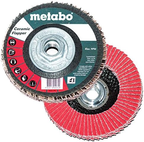 Метабо 629434000 7 x 5/8 - 11 керамички флапер абразиви размавта дискови 40 решетки, 5 пакувања