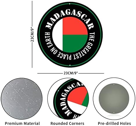 Знамето на земјата Мадагаскар Најголемото место на Земјата тркалезна метална калај знак гроздобер метална уметност отпечатоци смешен