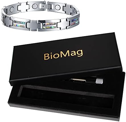 Биомаг магнетни нараквици за мажи жени природни абалонски школка волфрам карбид енергетски магнети за олеснување на болката во артритис