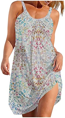 Fragarn Rompers за жени лето, женски обичен здолниште без ракави за печатење фустан за в Valentубените на вineубените