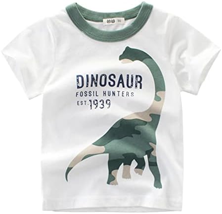 Камуфлажа на години на врвови на деца диносаурус кратки кошули облека за ракав бебе бебе момчиња момчиња бело врвно пакување