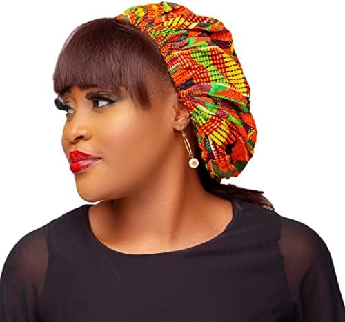 Capенски Кенте Кап, Анкара Бонет за жени - африканска печатена свилена капа за коса за спиење, плетенки, кадрава коса - дизајнерска глава