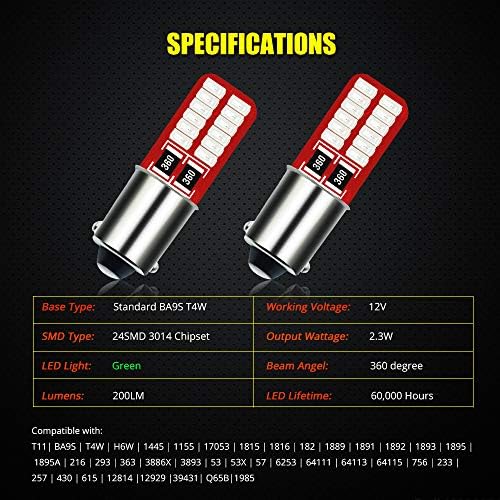 Yeoro BA9S BA9 T4W 53 57 1895 64111 LED светилки 200lm Супер светла 24-SMD 3014 чипови LED светилка за регистарска табличка, странична врата,