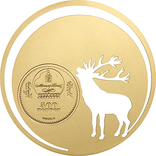 2017 де монголска природа Powercoin рикање на елени сребрена монета 500 Togrog Mongolia 2017 BU брилијантна нециркулирана
