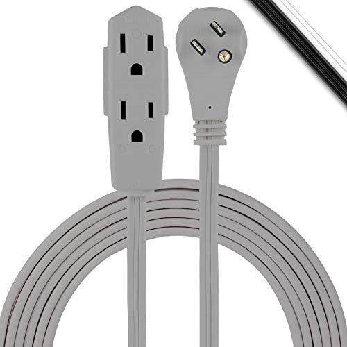 GE Pro 3-Outlet Power Ride со заштита од пренапони, 8 ft дизајнер плетенка за продолжение, 45916 & затворен кабел за продолжување, кабел