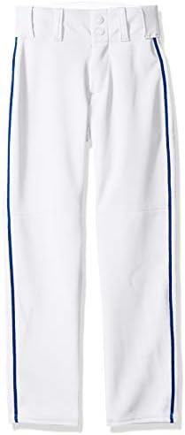 Алесон атлетски момчиња младински бејзбол панталони со плетенка, бела/кралска, мала