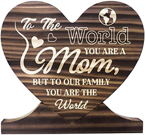 На светот сте мајка, но на нашето семејство сте светски знак за дрво, подароци дрво плакета срце, знак за срце дрво, мама плакета, значајни