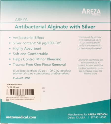 Сребрен алгинат 4.25 x4.25 стерилен; 10 преливи за рани по кутија Ареза Медицински