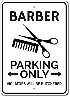 Барбер знак, знак за паркирање во бербер, бербер знак, бербер декор, знак за сечење коса, декор за ножици, бербер подарок алуминиумски