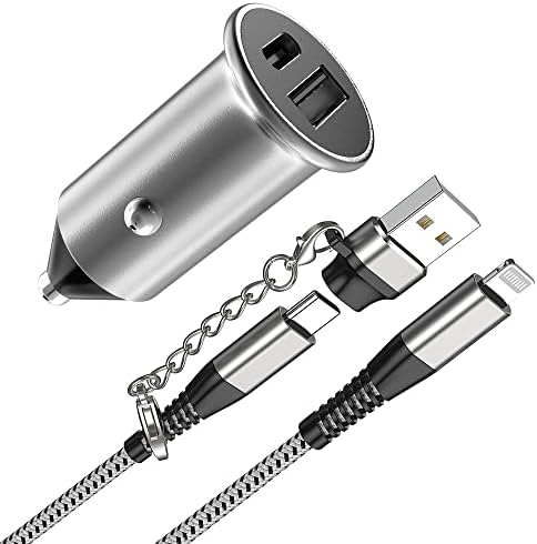 30W USB-C & USB-A Dual Port Carger Power Power Enower Bask Auto Charging со Apple MFI Сертифициран 6FT USB-C на молња кабел и