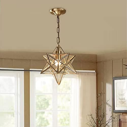Ibalody moravian starвезда таванот приврзок светло злато бакар што виси светло светло -сингл глава за приврзок, чиста стакло