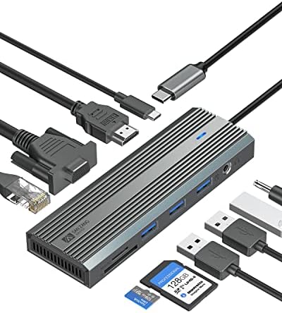 SANZANG USB C Центар, 10-во-1 Докинг Станица, USB C До HDMI Адаптер, USB C Центар Ethernet, 100w PD, 3 USB-USB 3.0 ЗА MacBook, Парна Палуба,
