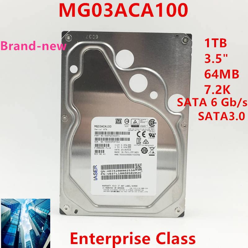 HDD за 1TB 3,5 7,2K SATA 6 GB/S 64MB 7200RPM за внатрешен HDD за класа на претпријатија HDD за MG03ACA100