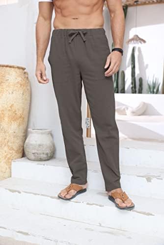 Seganup мажи памучни постелнини јога панталони случајни влечење еластична половината со џебни пижами панталони плажа хипи бохо