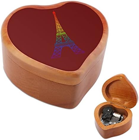 Nudquio Виножито Ајфелова кула Облик на срцето Дрвена музичка кутија гроздобер часовник музички кутија роденденски подарок за Денот на вineубените