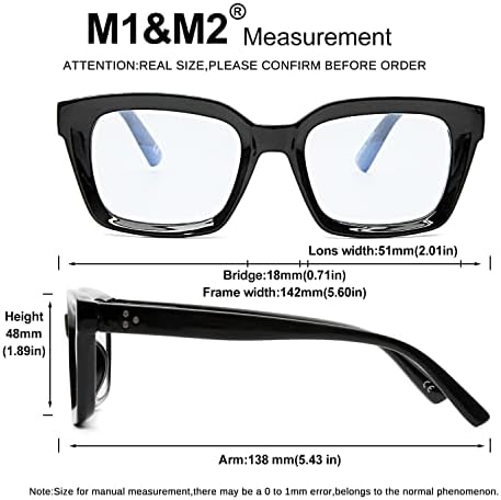 м1&засилувач;м2 Трендовски Опра Стил Очила За Читање За Жени 2-Пакет Дами Сина Светлина Блокирање Читателот w / пролет шарка, Анти Очила &засилувач;