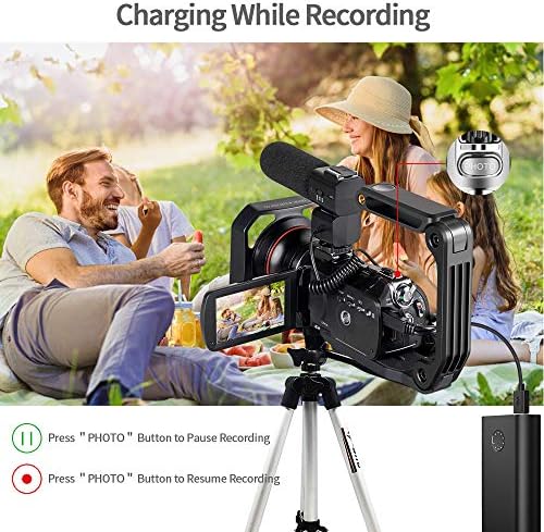 Видео камера на Ordro Camcorder 4K, HD 1080P 60FPS Vlog Camera IR Night Vision Video Ricker WiFi Camcorder со 64G SD картичка, микрофон, LED