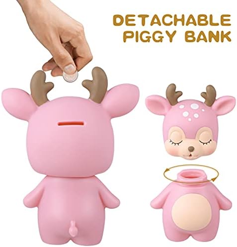 Банка за монети за свињи Стобок: Цртана паричка играчка играчка за момчиња, мека пластична симпатична елен за заштеда на пари за заштеда