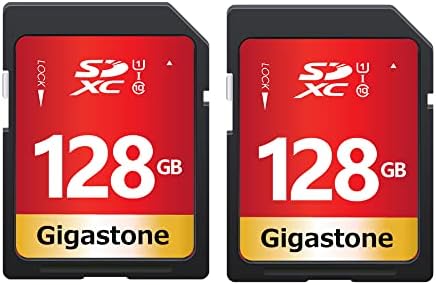 Gigastone 128gb 2-Пакет SD Картичка UHS-I U1 Класа 10 SDXC Мемориска Картичка Со Голема Брзина Целосна HD Видео Канон Никон Sony Pentax Кодак