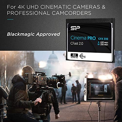 Силиконска Моќност 512GB CFast 2.0 CinemaPro CFX310 Мемориска Картичка, 3500X И До 530mb / S Read, MLC, За Blackmagic MIRSA, Canon XC10/1d