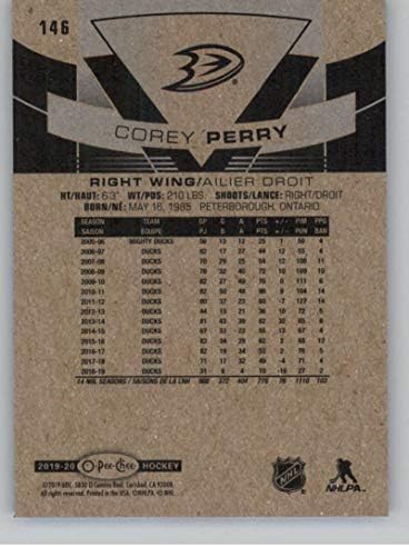 2019-20 O-Pee-Chee Blue Border Hockey 146 Corey Perry Anaheim Ducks Официјална картичка за трговија со NHL од OPC на горната палуба