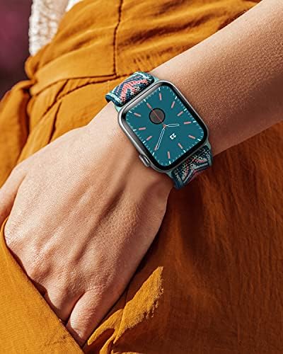 Amanecer Strighty Nylon Watch Bands компатибилен со Apple Watch Series 8/7/6/5/4/3/2/1 Ultra SE, прилагодлива плетенка со плетенка спортска
