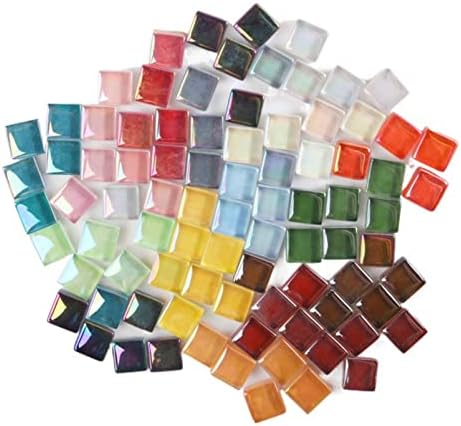 100 парчиња/100г квадратни мешани бои сјајни кристални серии мозаични плочки, кристално стакло мозаични плочки сјајно кристален мозаик
