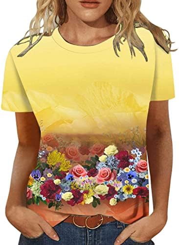 Краток ракав памучен графички салон лабава вклопена блуза маичка за тинејџери есен летен екипаж брод вратот блуза КТ