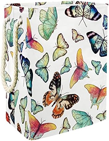 Акварели пеперутки шарени образец големо зачувување на алиштата со лесна рачка за носење, водоотпорна корпа за перење алишта за отпадоци