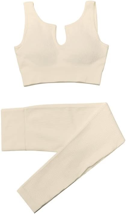 Women'sенски 2 парчиња ленти со ребрести непречено јога носат спортски градски градник со еден рамо со високи панталони со високи половини активен