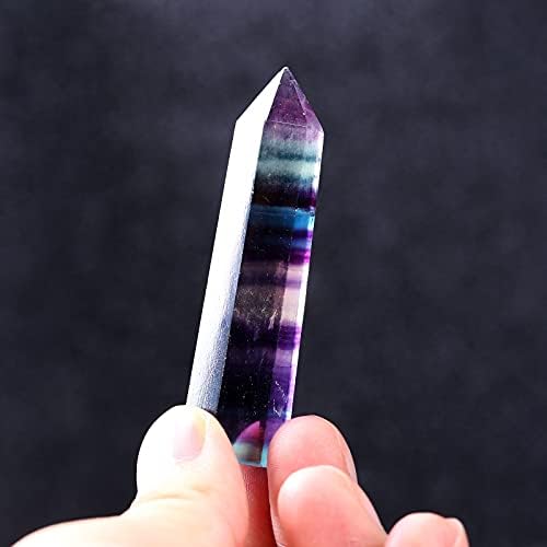 Накит Хексагонален кристал флуорит аметист кварц точка стапче од природен камен накит j516