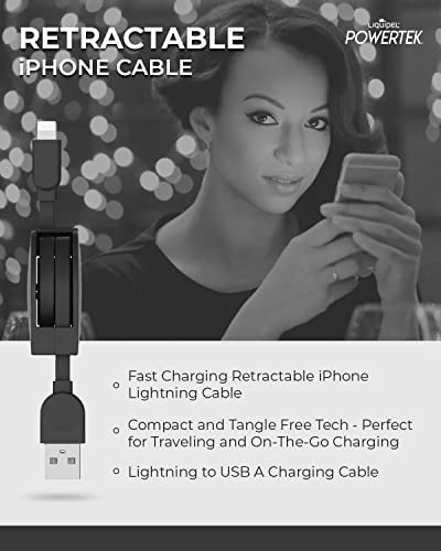 Ликвипел Powertek повлечен MFI овластен полнач компатибилен за Apple iPhone, iPad, 3FT кабел, молња до USB кабелски кабел, кабел за молња